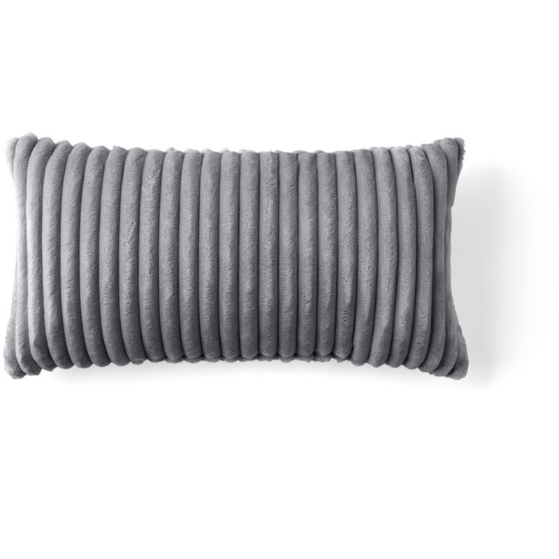 Lisa Design - Colombine - coussin - en velours côtelé grosses côtes - 32x63 cm - gris