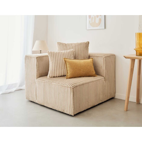 Colombine - sitzelement beidseitig montierbar - großer geripptem cord - beige