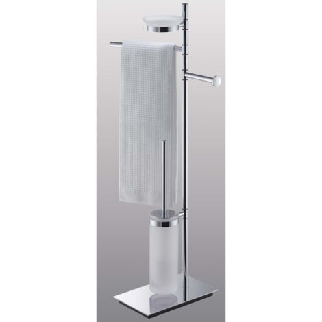 COLOMBO DESIGN Square piantana con porta sapone, rotolo, scopino e salviette cromato codice prod: B99030CR