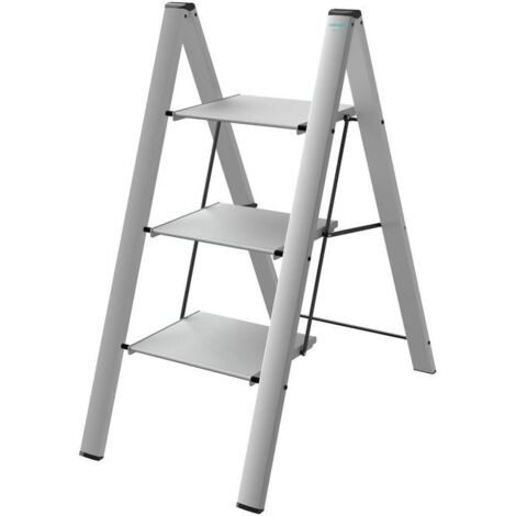 Colombo Leonardo Sgabello Scala Pieghevole 3 Gradini Alluminio Anodizzato 150 Kg EN14183 Made in Italy colore Nero