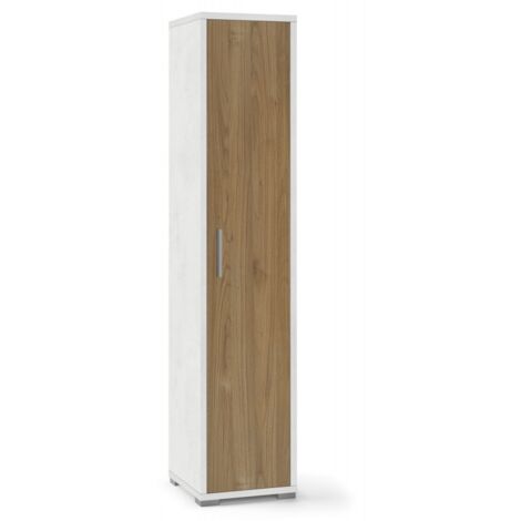 Colonna 1 Anta 39L x 41P x h182 – Finitura Bianco Opaco e Legno Noce – Sarmog