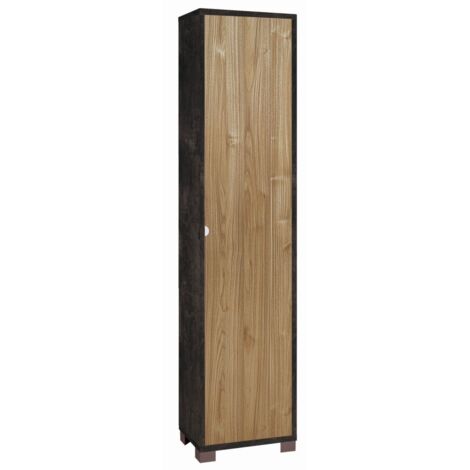 Colonna 1 Anta 43L x 29P x h190 – Finitura Nero Opaco e Legno Noce Stelvio – Sarmog
