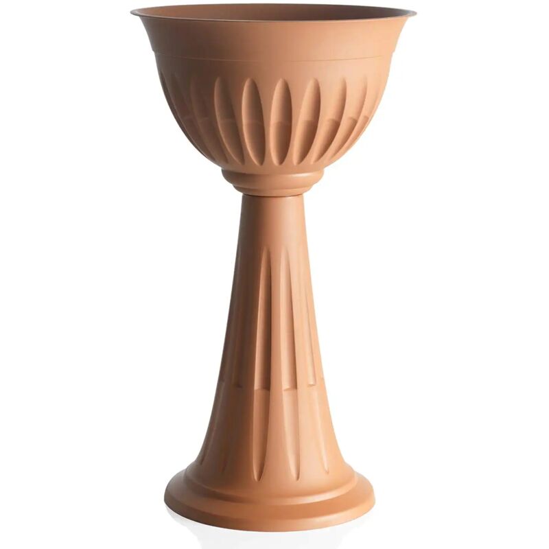 Vaso Vasi Fioriera Da Giardino a Colonna Alba Bama Terracotta Con Piede Plastica