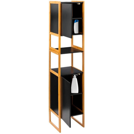 Colonna Armadio 2 Ante Da Bagno 33x33x170cm Nero
