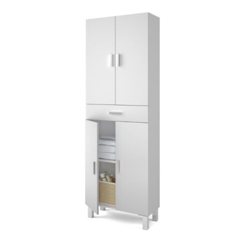 Colonna bagno a terra 60x29x182 cm bianco lucido con 4 ante e 1 cassetto - Siracusa