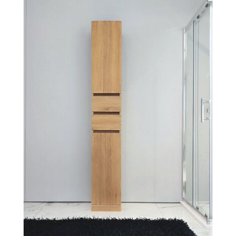 Colonna bagno a terra cm 30x190 con 2 ante e 2 cassetti – rovere naturale