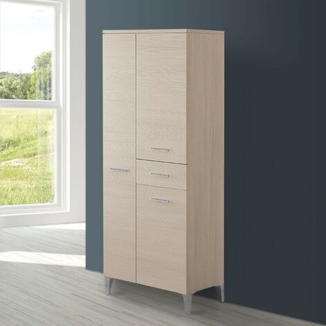 Colonna bagno dappoggio 60x150 cm larice con ante e cassetto Desya