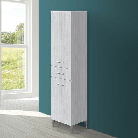 Colonna bagno d'appoggio H 153,5 cm grigio con 2 ante e cassetto Desya