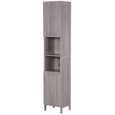COLONNA BAGNO IN MDF CON 2 ARMADIETTI E 2 RIPIANI APERTI. 30X32X172.5 CM. COLOR LEGNO