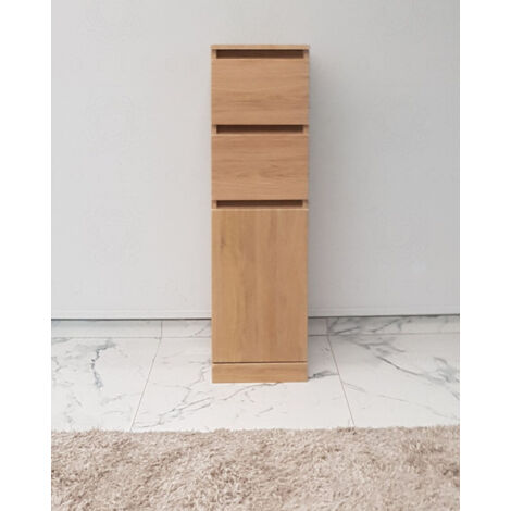 Colonna bagno rovere naturale cm 30x112 con 1 anta e 2 cassetti