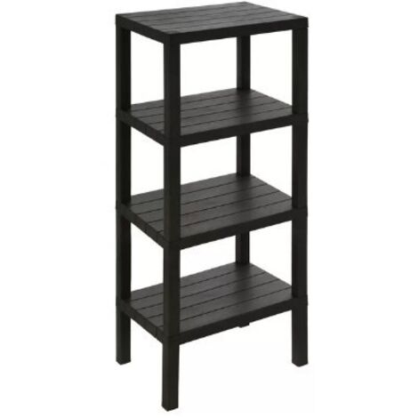 Colonna Bagno Scaffale 4 Ripiani Plastica Feridras Woody - Colore: Nero