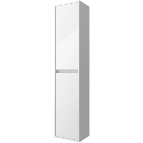 Colonna bagno sospesa 140 cm bianco lucido ripiani regolabili Gaya