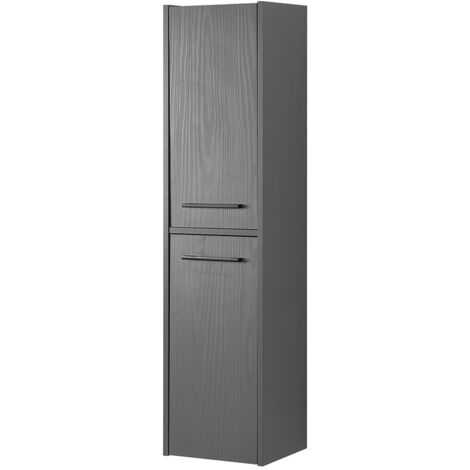 Colonna bagno sospesa 140 cm grigio effetto legno 2 ante soft-close Sofia