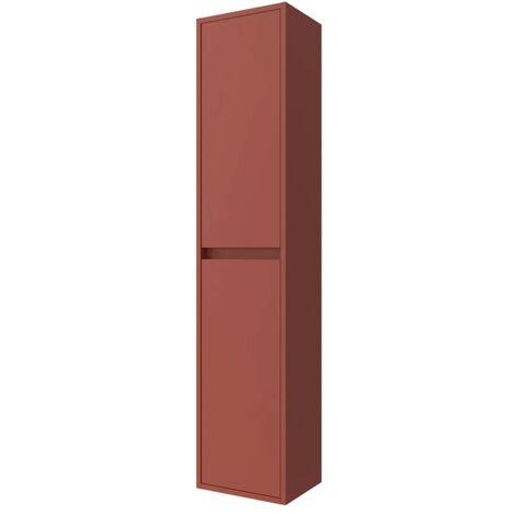 Colonna bagno sospesa 140 cm rosso satinato ripiani regolabili Gaya