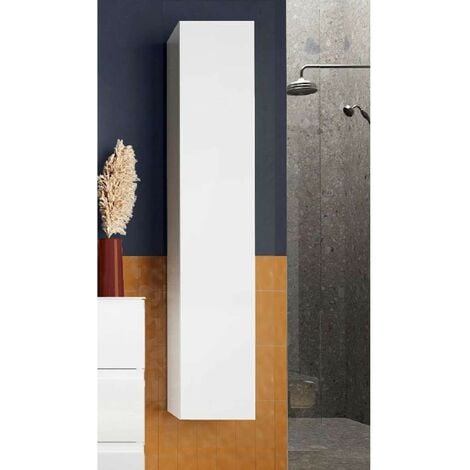 Colonna Bagno Sospesa Bianco Lucido 1 Anta – Mobile Salvaspazio 26x138x26 cm  Stilprojectstore