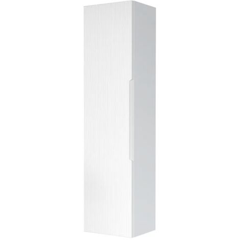 Colonna bagno sospesa H 138 cm bianco opaco cannettato con ripiani Rigo