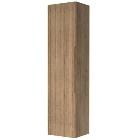 Colonna bagno sospesa H 138 cm rovere cannettato con ripiani Rigo