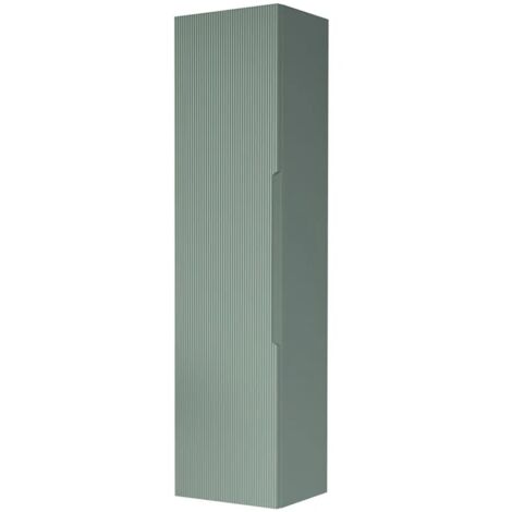 Colonna bagno sospesa H 138 cm verde opaco cannettato con ripiani Rigo