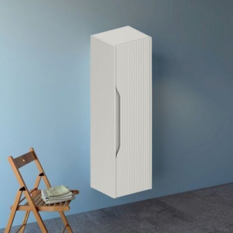 Colonna bagno sospesa Soho 1 anta effetto cannettato colore cashmere opaco 120x30x35 cm.