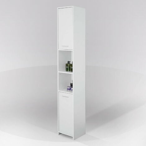 Costway Mobile bagno alto con 2 ante 5 vani, Colonna bagno da terra  salvaspazio 37x37x160cm Bianco