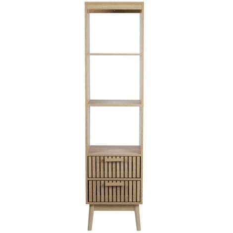 Colonna con 2 cassetti con frontali scanalati e 3 nicchie H160 cm - KLAUS