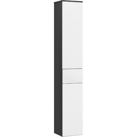 Colonna da bagno con 2 armadi, 1 cassetto e ripiani regolabili, 30x28x180 cm, nero