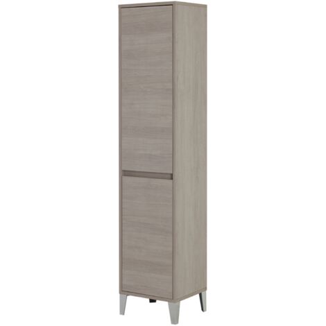 Colonna da bagno portabiancheria 180 cm a 2 ante in legno Rovere Chiaro WORLD