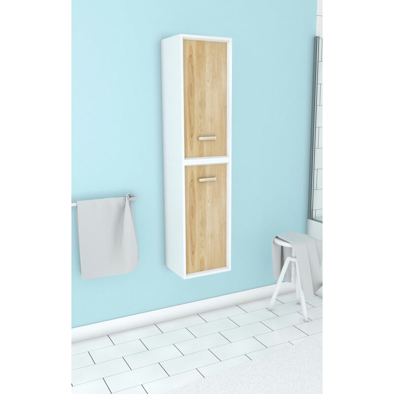 Aurlane - Colonna da bagno Scandinava Bianco Bianco - H150XP25XL35CM - Nordik Naturig