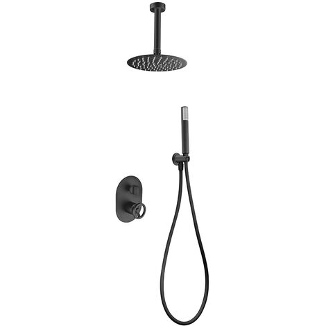 Colonna Doccia a Incasso con Monocomando  Modello VESUBIO  Doccetta di Dimensioni Standard  Colore Nero Finitura Opaca [ IMEX® ]