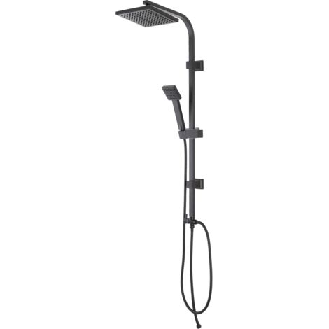 COLONNA DOCCIA ACCIAIO NERO H.93cm + SOFFIONE 19x19cm DOCCETTA E LACCIO FERIDRAS