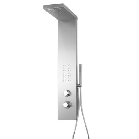 Colonna doccia attrezzata fresh in acciaio inox con cascata bagno h115xl20xp50 finitura- spazzolato - confezione 1