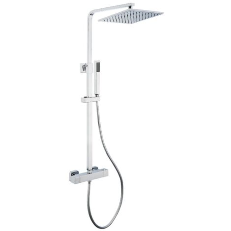 Colonna doccia attrezzata ottone cromato soffione quadro doccetta rubinetto termostatico ogomondo confezione 1
