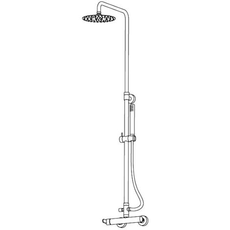 Colonna doccia completa di miscelatore doccia esterno meccanico, asta telescopica con deviatore, soffione Ø200 in acciaio inox spessore 6 mm, flessibile cm.150 e doccino abs. COL21 1