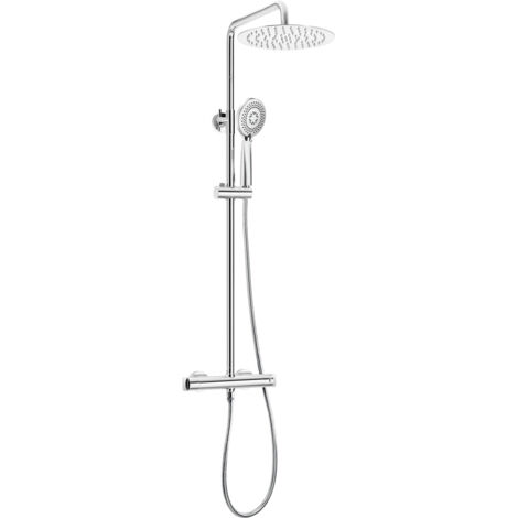 Colonna doccia con miscelatore termostatico finitura cromo soffione tondo - Harty