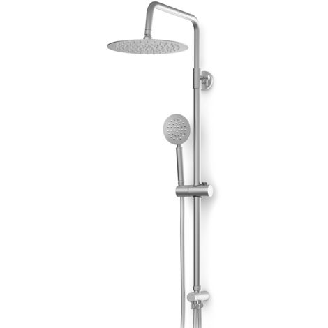 Colonna doccia con soffione 25cm e doccetta tonda in acciaio inox satinato