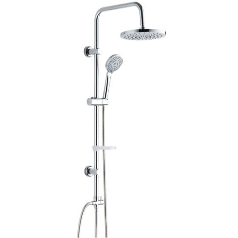 Colonna doccia con soffione, doccetta, flessibile e porta sapone - modello: nature tonda