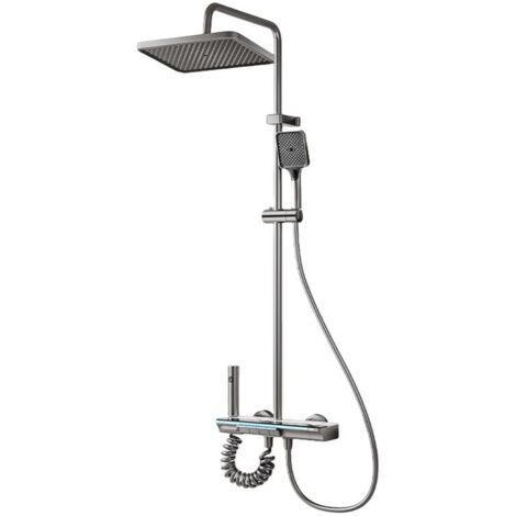 Colonna doccia grigia - Colonna doccia regolabile in altezza con 4 modalità, soffione, getto, rubinetto, soffione