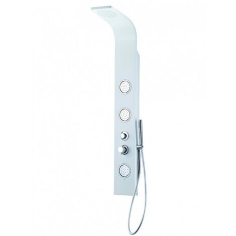 Colonna doccia idromassaggio, doccetta, soffione, alluminio bianco Mues Maloa