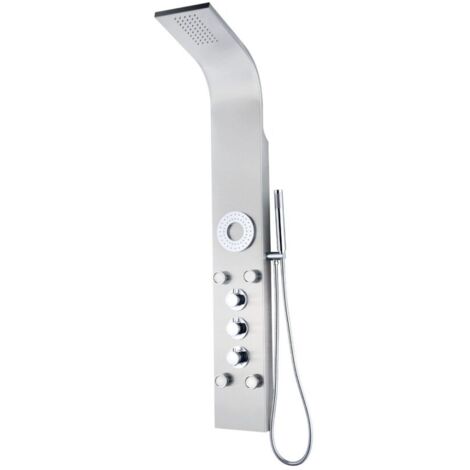 Colonna Doccia Idromassaggio K2O Lusso Spa 20x7x140cm Rubinetto Termostatico, 5 Getti, Effetto Pioggia, Doccino a Mano