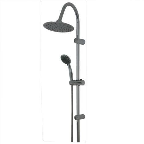 COLONNA DOCCIA IN ACCIAIO H.102cm +SOFFIONE Ø20cm DOCCETTA ABS E LACCIO FERIDRAS