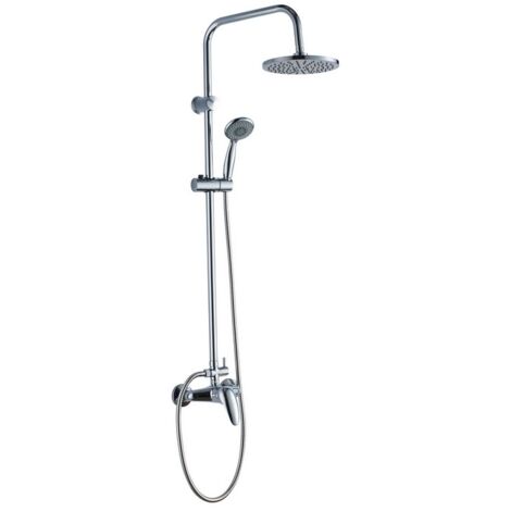 Colonna Doccia Luton in Acciaio con Rubinetto e Soffione Tondo Ø20 cm