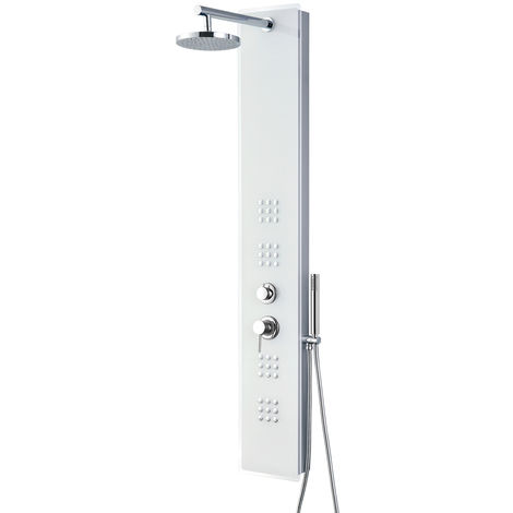 Colonna Doccia Sensea Bari.Colonna Doccia Multifunzione Glass Con Miscelatore In Vetro Temperato Bianco 86xs88