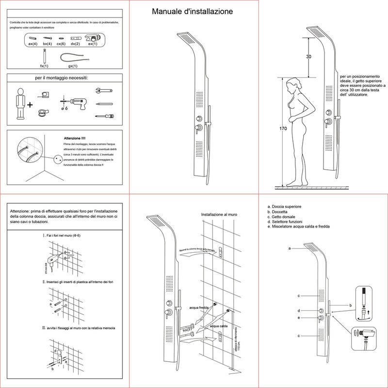 Montaggio Colonna Doccia Idromassaggio.Colonna Doccia Multifunzione Minimal 26pe2