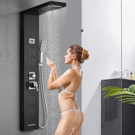 Colonna doccia nera colonna idromassaggio con rubinetto in acciaio inox pannello doccia set doccia sistema doccia bagno