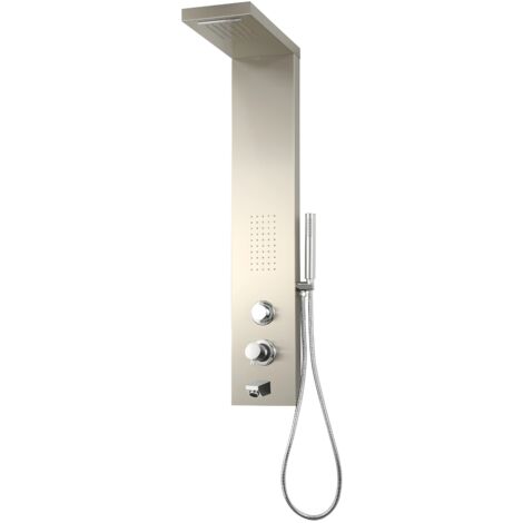 Colonna doccia pannello modello ivon cascata bocca erogazione vasca idro lombare finitura spazzolato - confezione 1