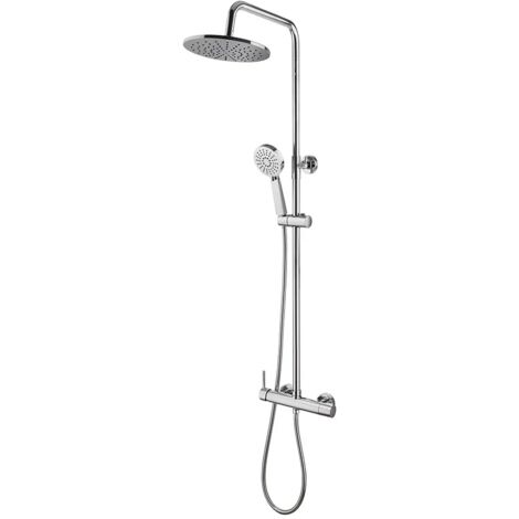 Colonna doccia regolabile H 115 in acciaio inox cromo soffione 22,5 cm
