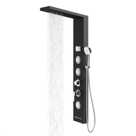 Colonna doccia shine acciaio 4 funzioni luce led display temperatura 2 finiture finitura- nero - confezione 1