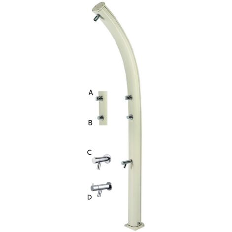 Colonna doccia solare con miscelatore monocomando e rubinetto lavapiedi manuale Idral 09271 Alluminio