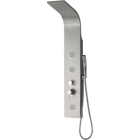OGOMONDO Colonna doccia step acciaio inox 3 getti idro lombari e cascata h120xl20 confezione 1
