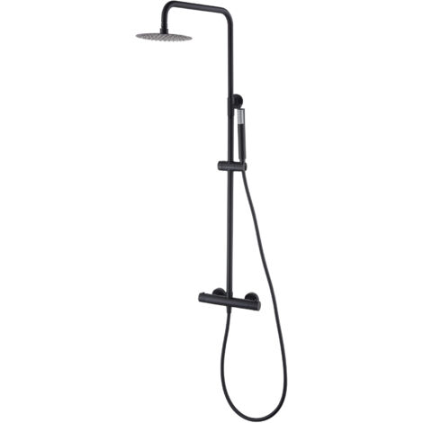 Colonna doccia termostatica, Barra da bagno con rubinetto termostatico in acciaio inossidabile e ottone, Rubinetti da bagno nero opaco